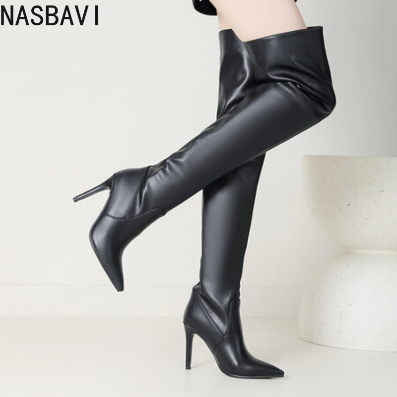Zip Up Boots Short - Stivali Invernali NASBAVI Neri a Punta,
