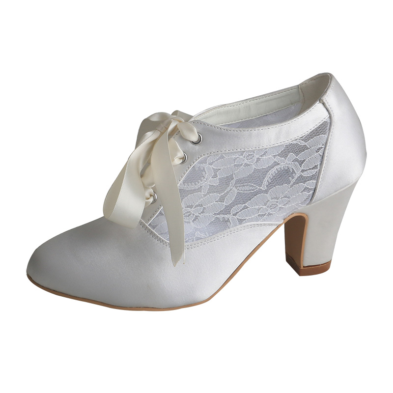 Ribbon Tie Heel - Scarpe da sposa con tacco largo