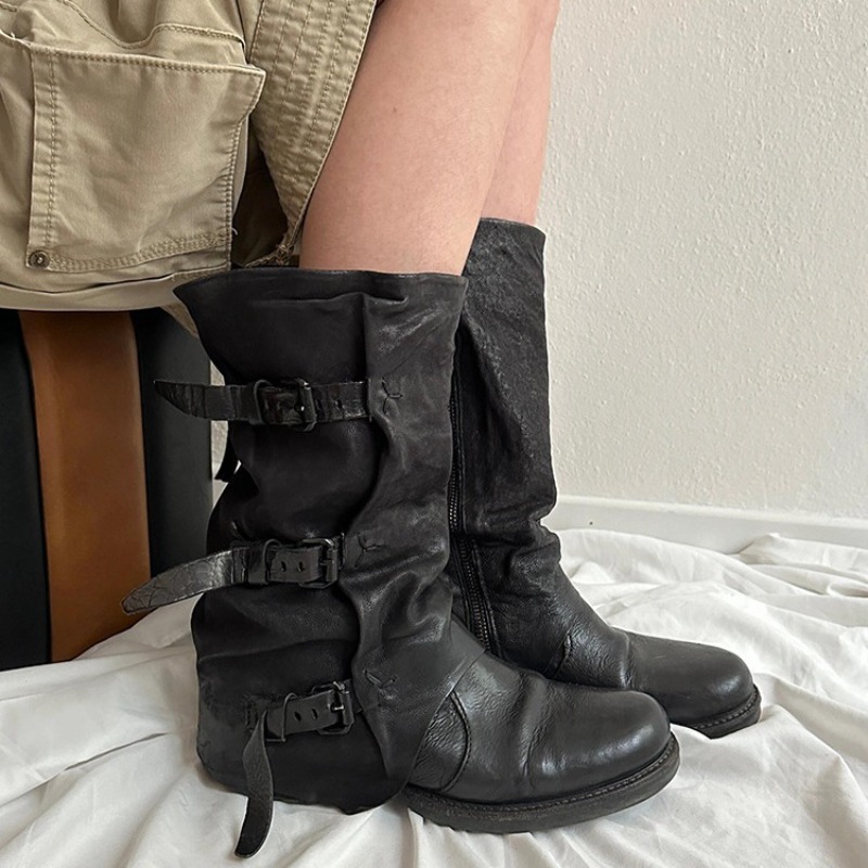 High Knee Heel Boots - Scarpe Classiche da Donna, Stivali Retrò