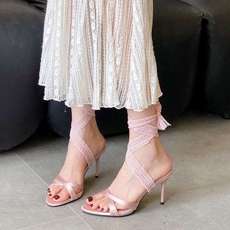 Eleganti Sandali da Donna con  - Ribbon Tie Heel recensione e prezzo